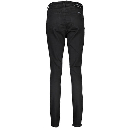 Elegant Embroidered Black Stretch Jeans