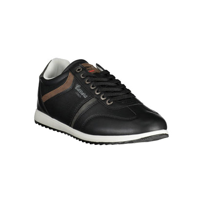 Sleek Black Eco-Leather Sneakers