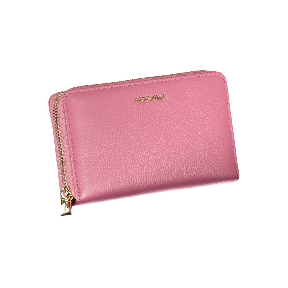 Elegant Pink Leather Wallet with Ample Space