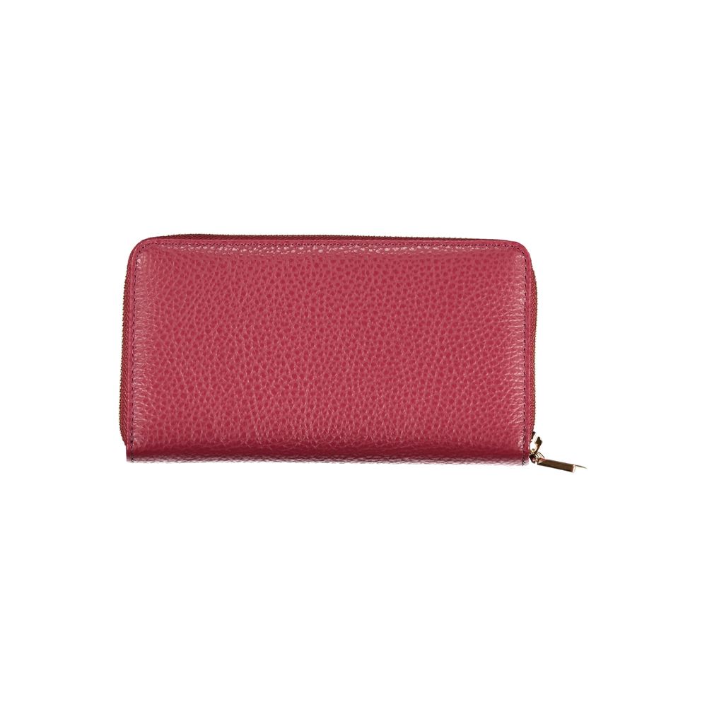 Elegant Pink Leather Zip Wallet