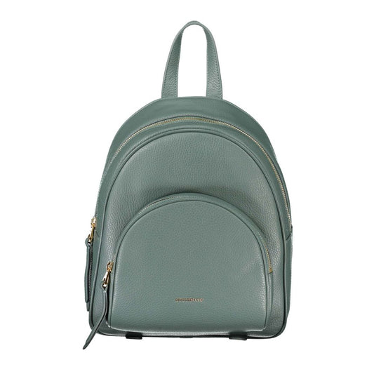 Chic Green Leather Backpack with Adjustable Straps