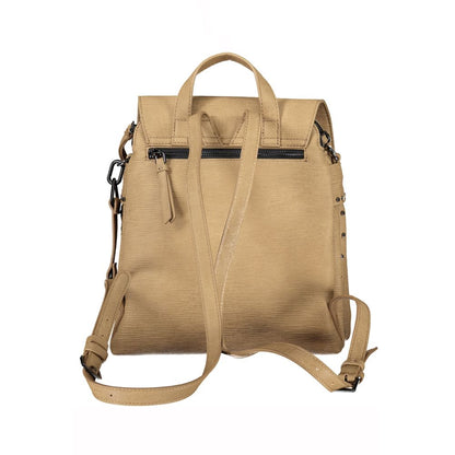 Beige Contrast Detail Fashion Backpack