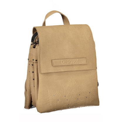 Beige Contrast Detail Fashion Backpack