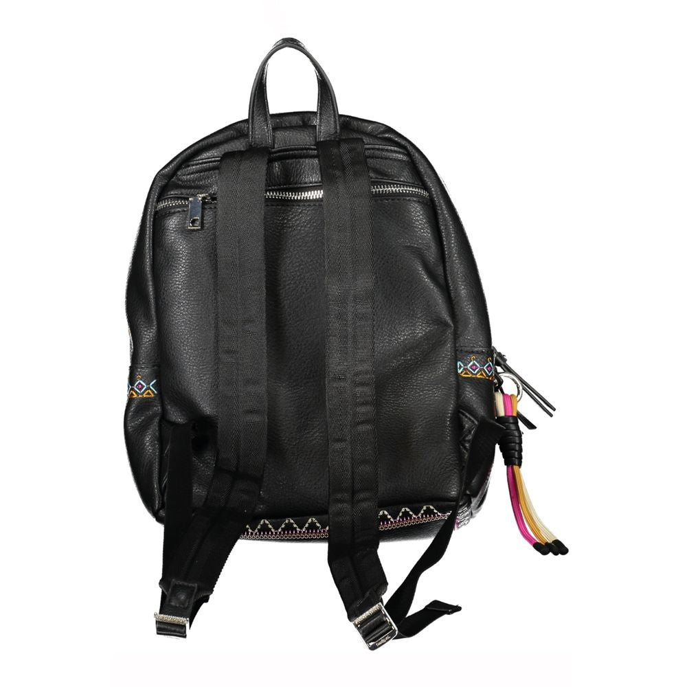 Chic Black Contrast Detail Backpack