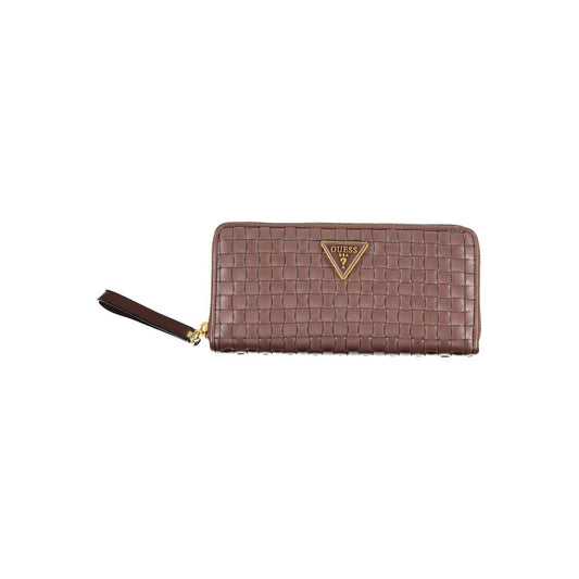 Chic Brown Polyethylene Wallet with Coin Purse