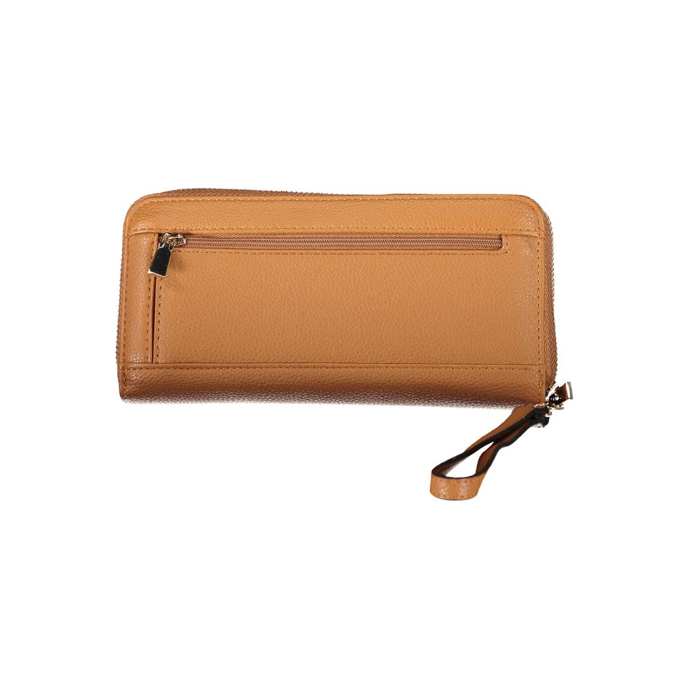 Chic Brown Polyethylene Wallet with Coin Purse