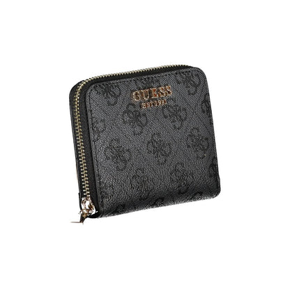 Elegant Black Polyethylene Wallet with Logo Detail