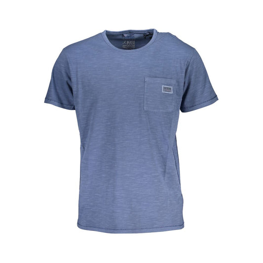 Chic Crew Neck Pocket Tee in Blue