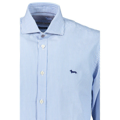 Elegant Light Blue Striped Cotton Shirt