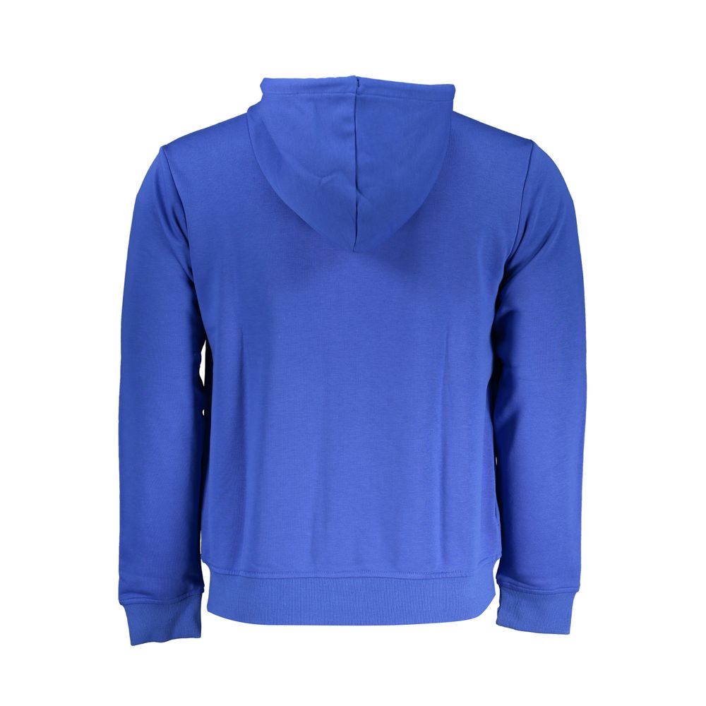 Chic Blue Hooded Sweatshirt with Contrast Details