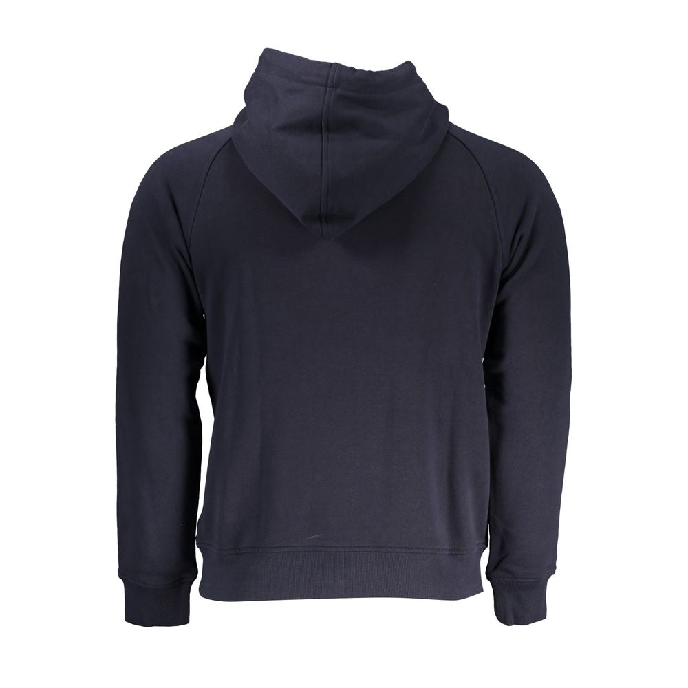 Chic Hooded Blue Cotton Sweatshirt