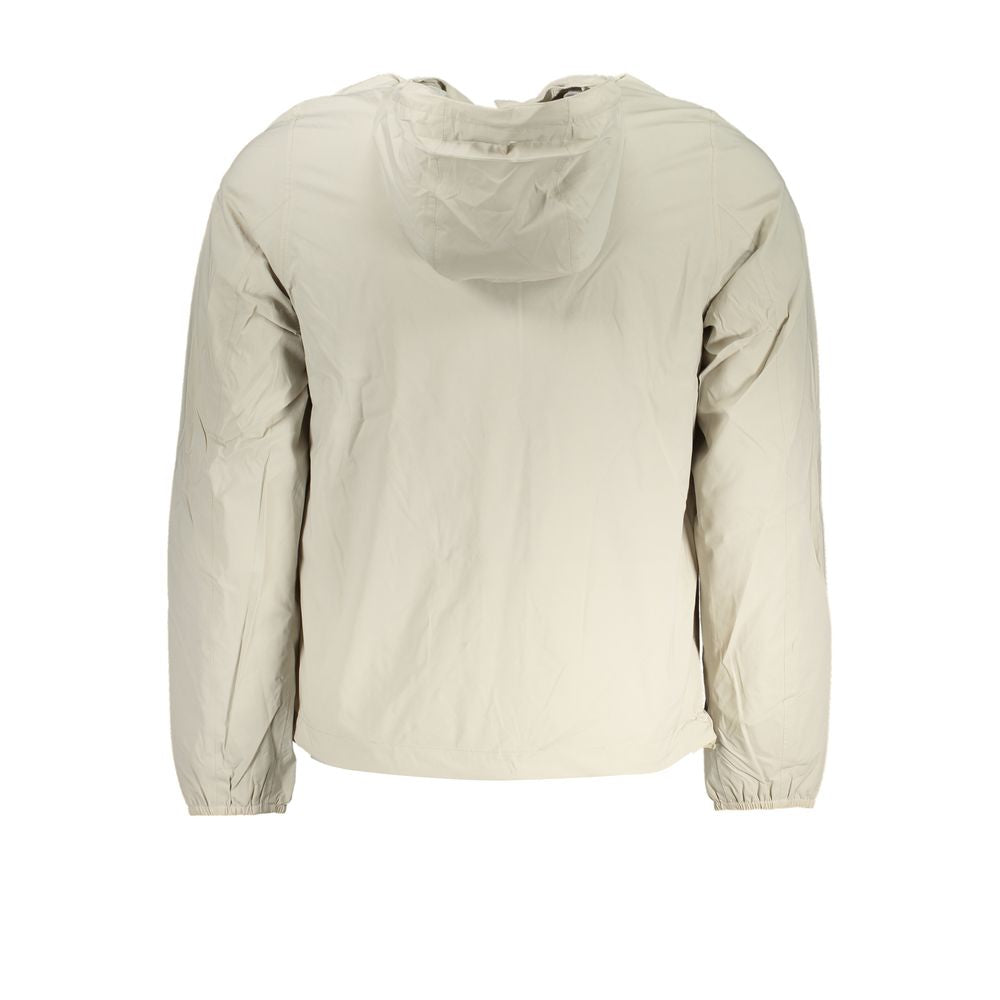 Beige Contrast Hooded Sports Jacket