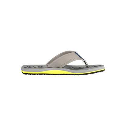 Elegant Gray Thong Sandals with Logo Detail