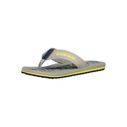 Elegant Gray Thong Sandals with Logo Detail