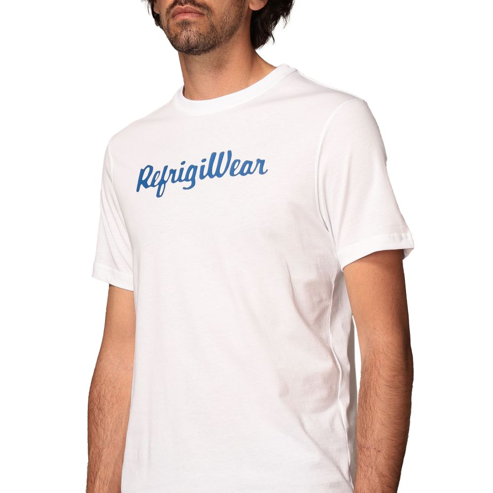 Crisp White Cotton Tee with Logo Print