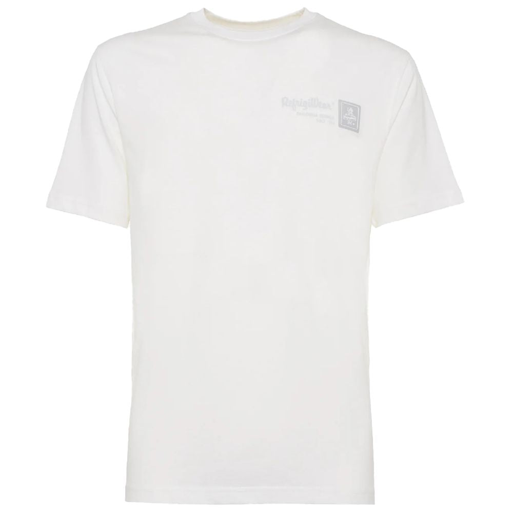 Classic White Cotton Crew-Neck Tee with Logo Detail