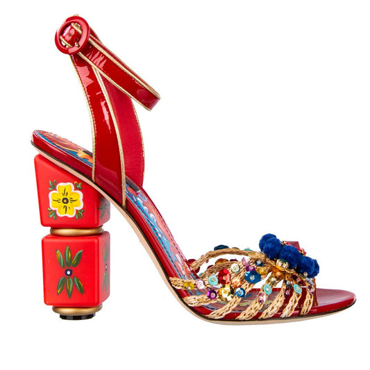 Sicilian Cart Chic Red Calfskin Sandals