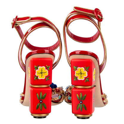 Sicilian Cart Chic Red Calfskin Sandals