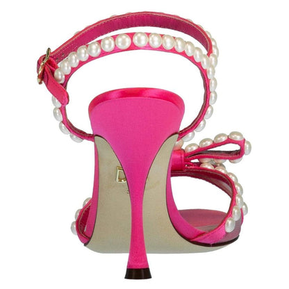 Elegant Fuchsia Sandals with Pearl Details