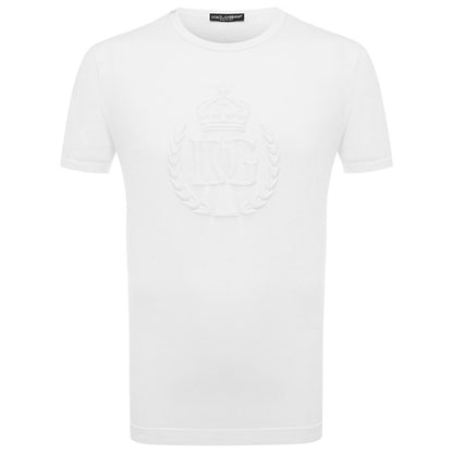 Embossed Logo White Cotton Tee