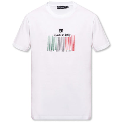 Chic White Barcode Emblem Tee