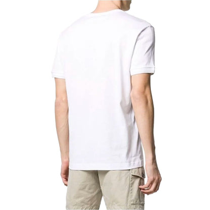 V-Neck Cotton Logo Tee in Pristine White