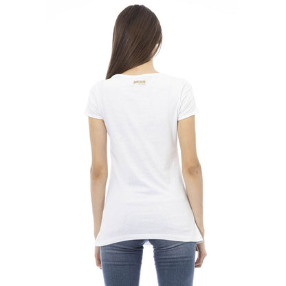 Elegant Cotton Crew Neck Tee with Front Print