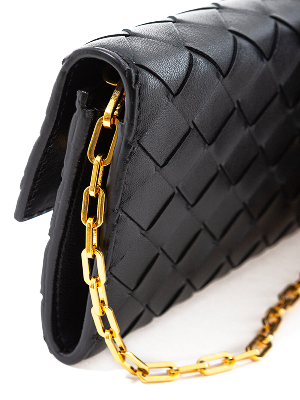 Elegant Black Leather Mini Bag Wallet on Chain