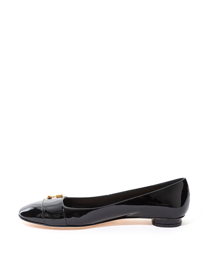 Elegant Black Patent Leather Ballerina Flats