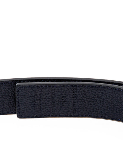 Elegant Black Leather Belt with Golden Buckle