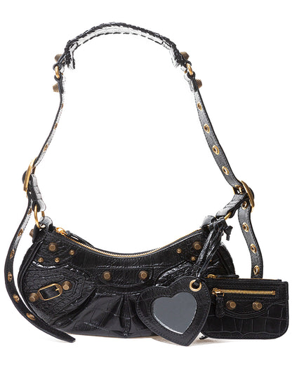 Chic Black Leather XS Shoulder Bag