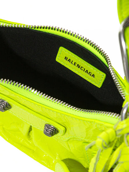 Neon Yellow Leather Shoulder Bag Extravaganza