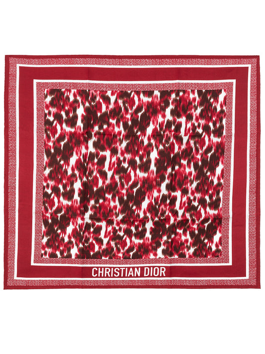 Elegant Red Silk Scarf with Animalier Print