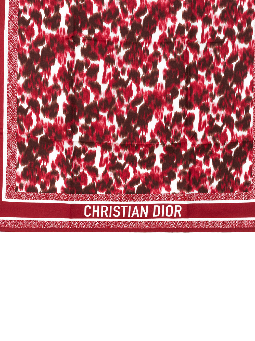 Elegant Red Silk Scarf with Animalier Print