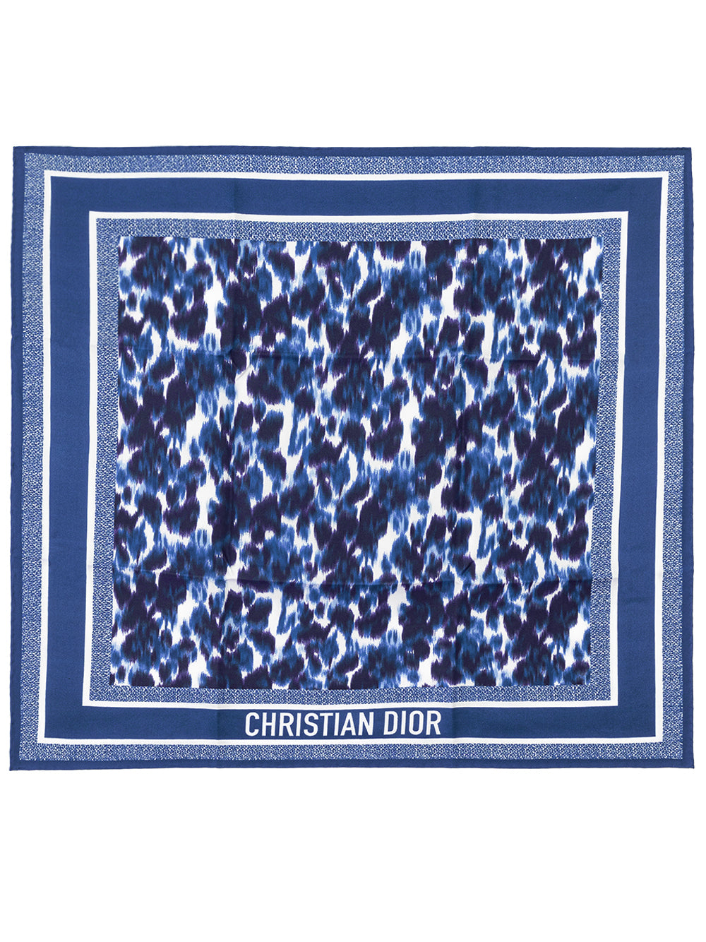 Elegant Animalier Theme Silk Scarf in Blue