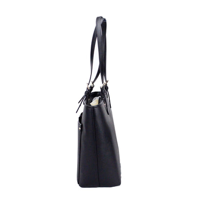 Jet Set Medium Black Vegan Leather Double Pocket Tote Bag