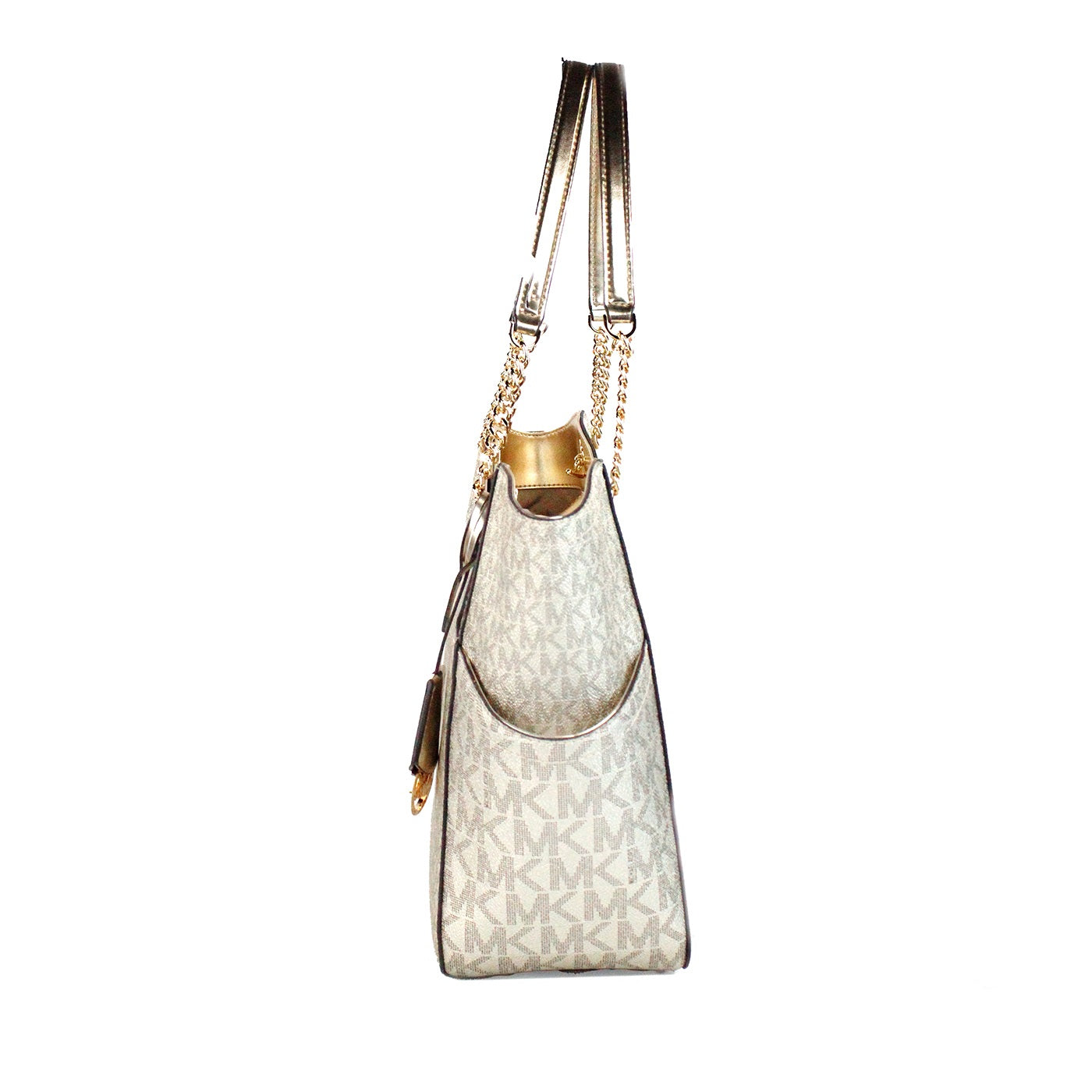 Jet Set Large Pale Gold Signature X Cross Chain Shoulder Tote Bag