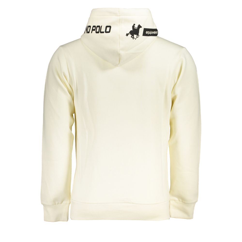 Chic White Hooded Fleece Sweatshirt