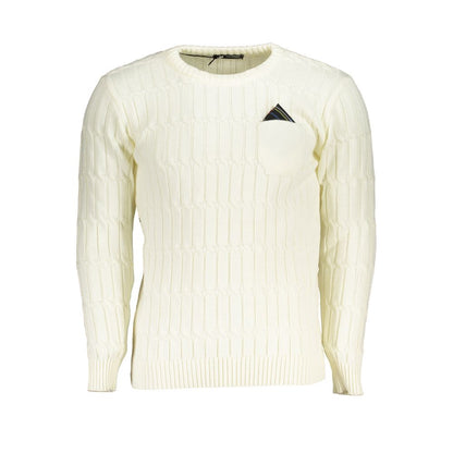 Elegant Twisted Crew Neck Sweater in White