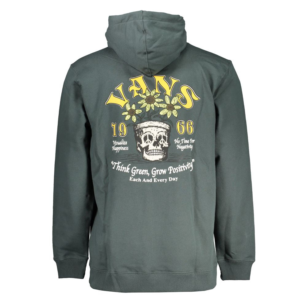 Green Fleece Hooded Sweatshirt with Logo Print