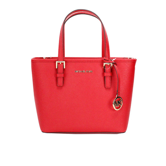 Jet Set Bright Red Leather XS Carryall Top Zip Tote Bag Purse