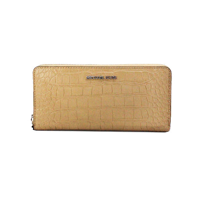 Jet Set Large Camel Animal Print Leather Continental Wrist Wallet