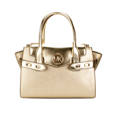 Carmen Medium Pale Gold Saffiano Leather Satchel Purse Bag