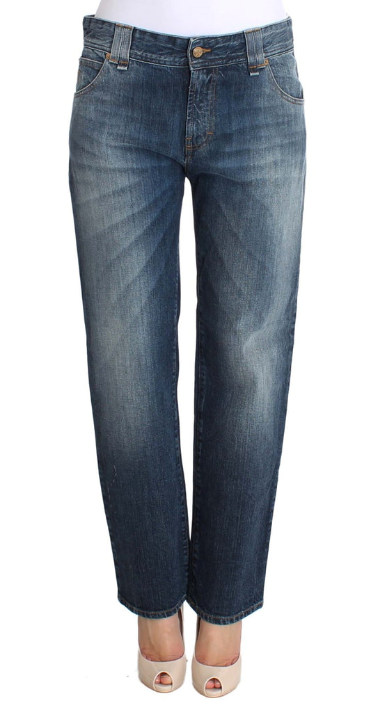 Blue Wash Relaxed Fit Cotton Stretch Denim Jeans