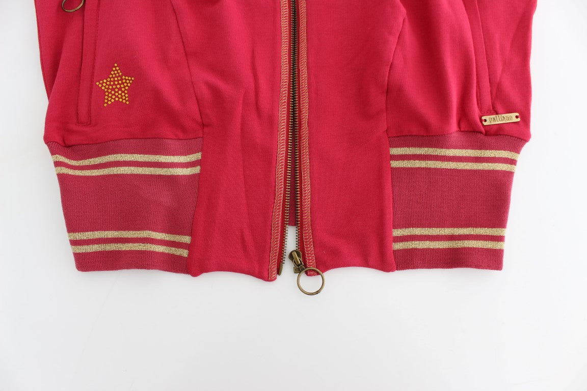 Elegant Pink Zip Cardigan with Logo Detailing