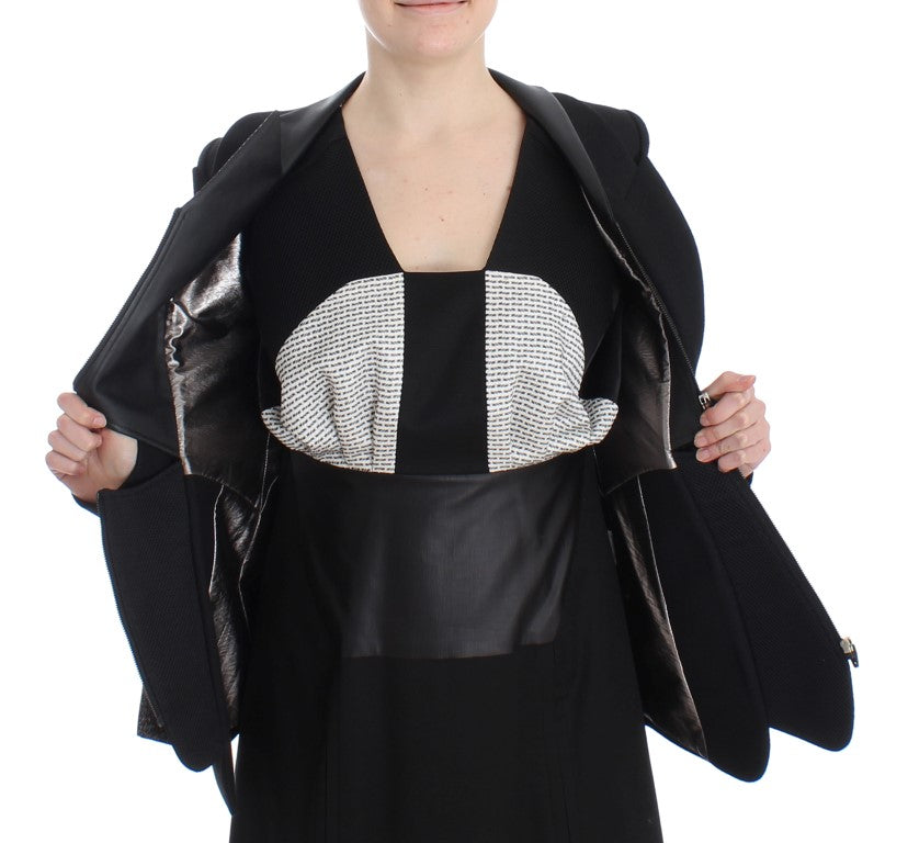 Elegant Monochrome Zippered Blazer Jacket