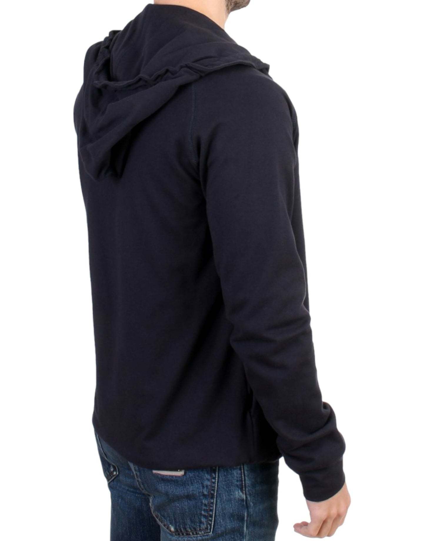 Blue hooded cotton sweater