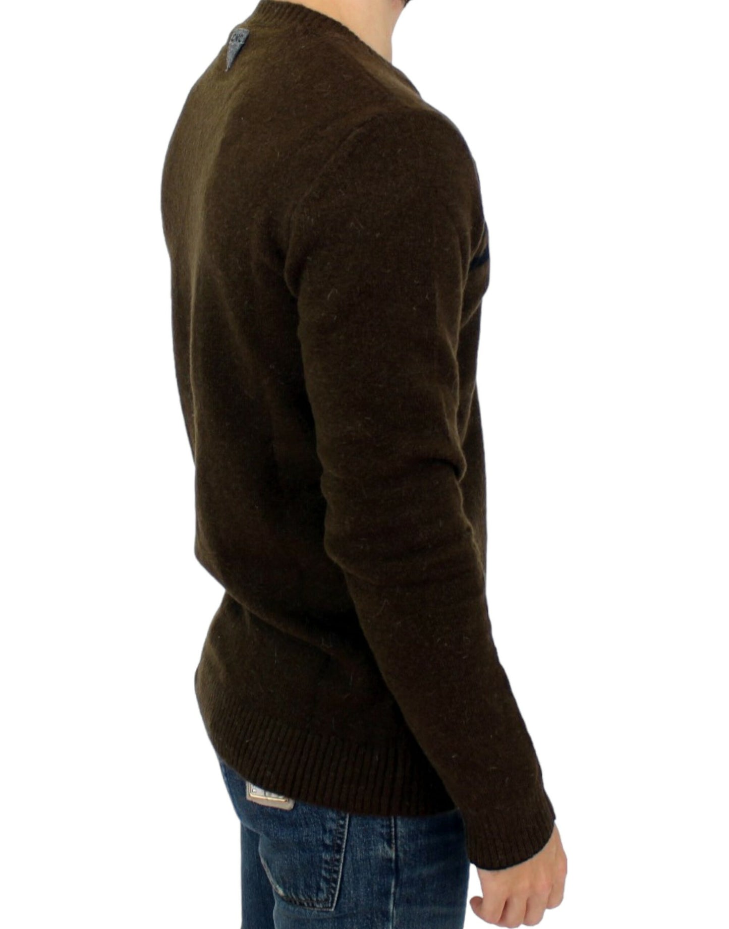 Brown striped crewneck sweater