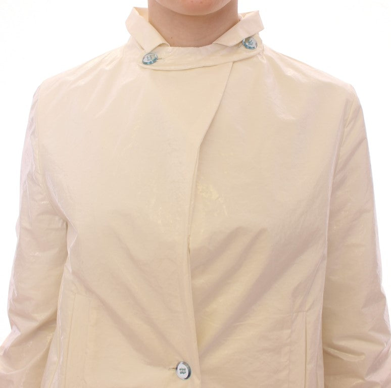 Elegant White Button Front Jacket Coat