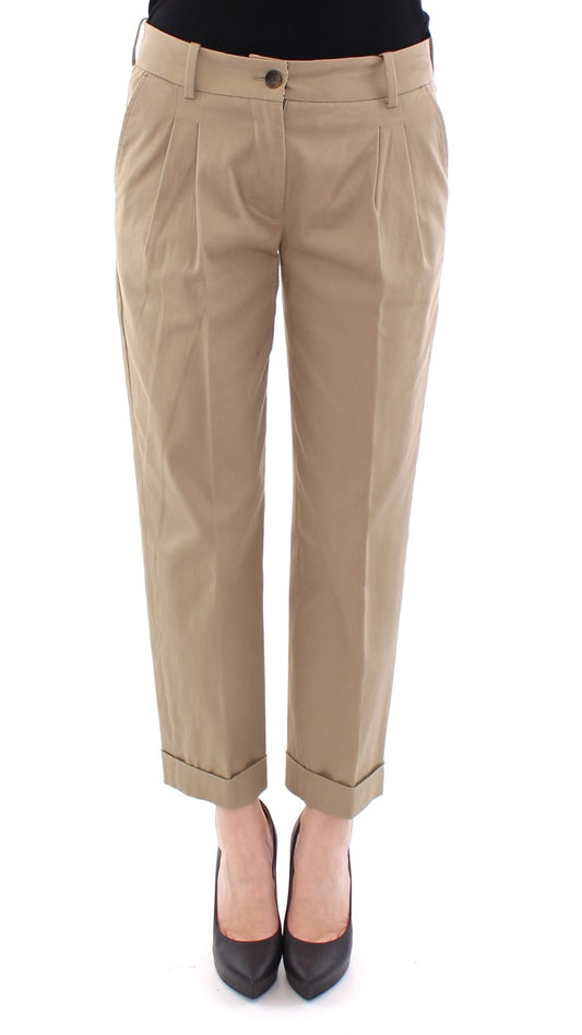 Chic Beige Cotton Blend Trousers